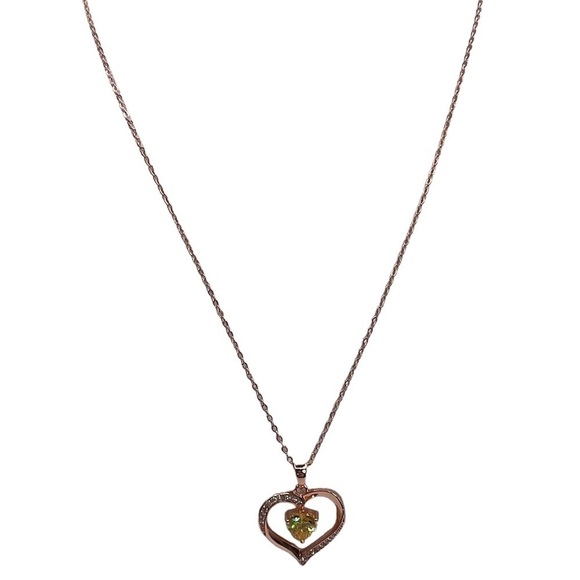 Rose gold colored heart pendant on chain NWOT - Picture 2 of 4